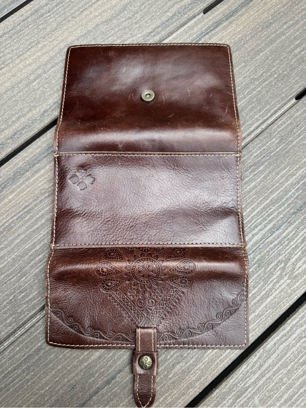 Patricia Nash Brown Embossed Leather Wallet